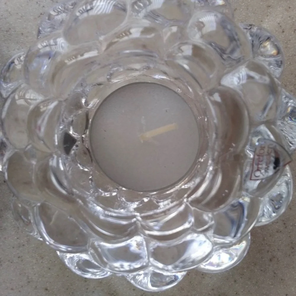 Orrefors Raspberry Hallon Bubble crystal candle holder candlestick Anne Nilsson